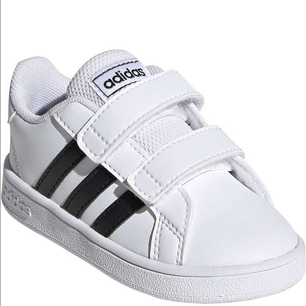 Adidas baby grand court sneaker, Black/White, 5K, US toddler